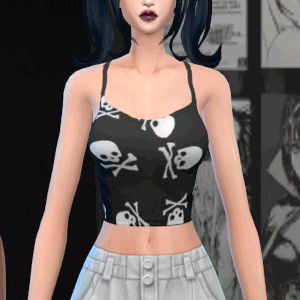 T-shirt à imprimé crâne crop top
