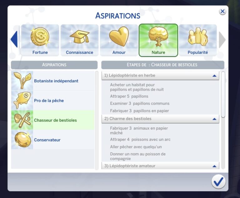 L'aspiration Chasseur de bestioles dans Les Sims 4 A l'aventure
