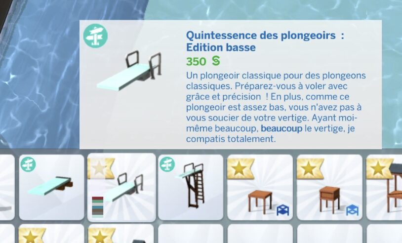La mini compétence Plongeon des Sims 4 À l'Aventure