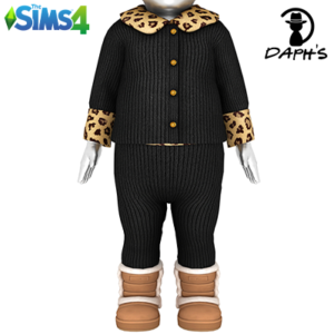 Contraste léopard col roulé manteau et pantalon - VERSION ENFANTS BEBES
