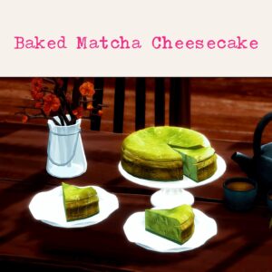 Gâteau au fromage vert matcha cuit