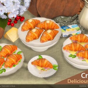 Croissants au beurre, au jambon et au saumon