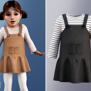 Enfant en bas âge - Ensemble chemise rayée et robe-pinafore