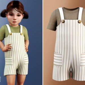 Enfant en herbe - Combinaison courte rayée avec t-shirt