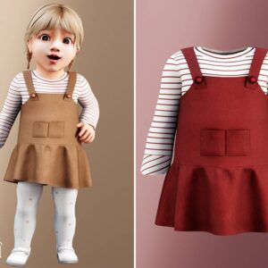 Enfant - Chemise à manches longues rayée avec robe-pinafore