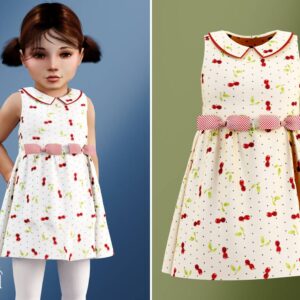 Robe à pois cerise avec des nœuds pour tout-petit