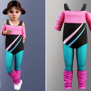 Enfant en bas âge - Tenue d'aérobic rétro vibrante avec leggings