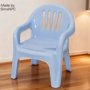 Fauteuil rétro en plastique bleu - fabriqué par SimsNPC