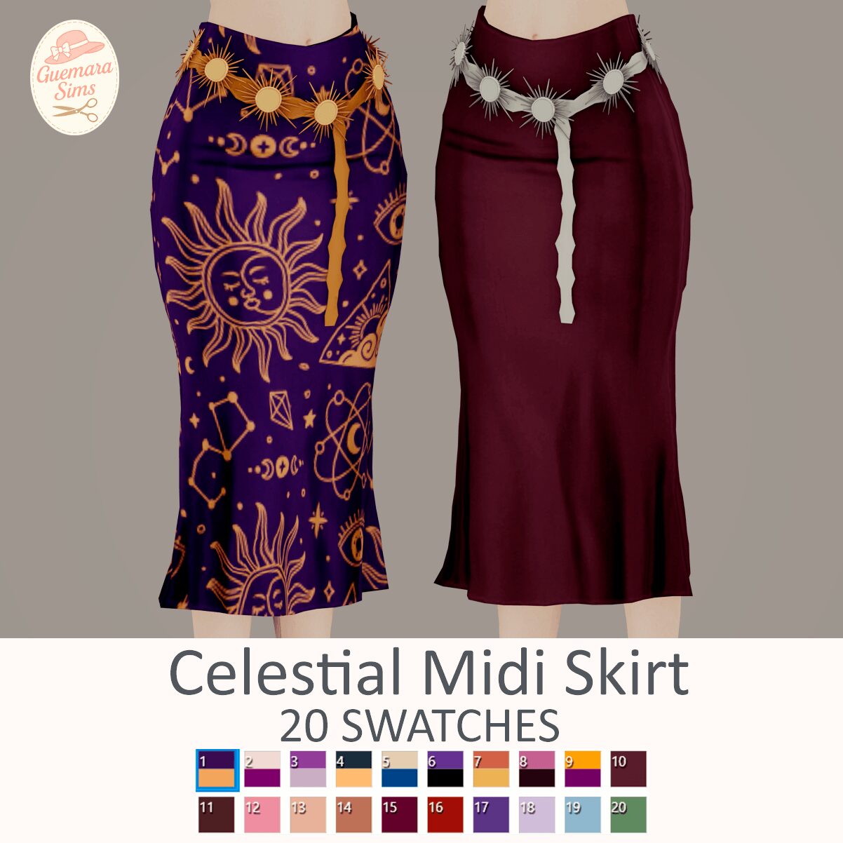 Jupe midi céleste