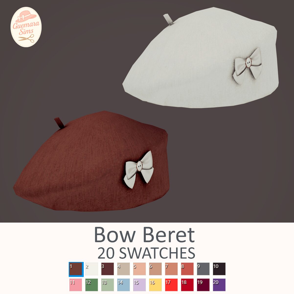 Charmant béret à nœud