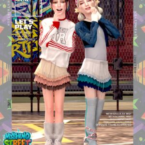 Jupe mini streetwear à lacets et dentelle à étages pour fille