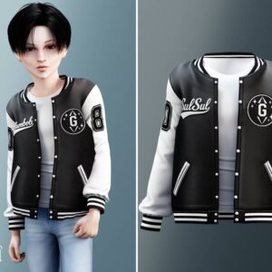 Enfant - Veste noire et blanche avec broderie en Simlish