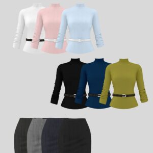 [charon&roqiqi]Vêtement tricoté à col roulé de base