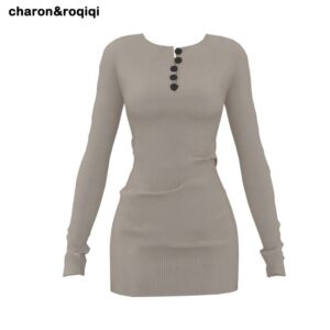 [charon&roqiqi] robe moulante à col roulé