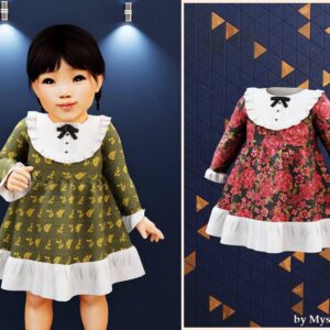Robe vintage à col plissé