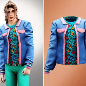 Veste rétro années 80 avec un t-shirt à motif