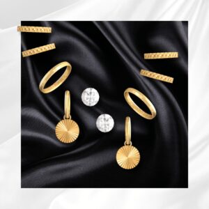 Boucles d'oreilles empilées disque doré