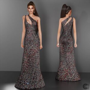 Robe en paillettes découpée