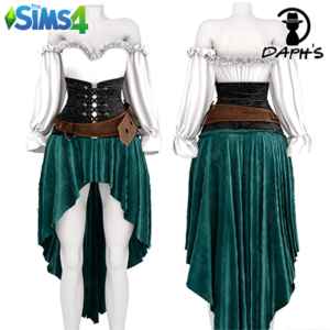 Robe corset pirate à manches bouffantes décolletées S322
