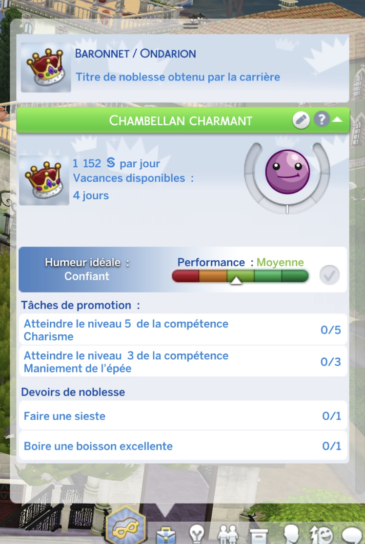 La carrière Noble des Sims 4 Héritage et Royauté