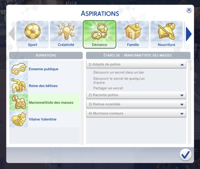 L'aspiration Sims 4 Marionnettiste des masses