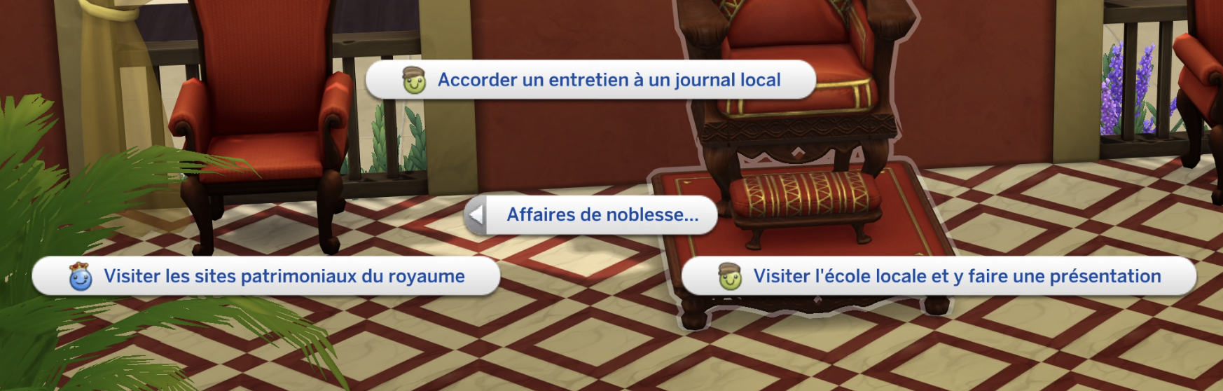 La carrière Noble des Sims 4 Héritage et Royauté