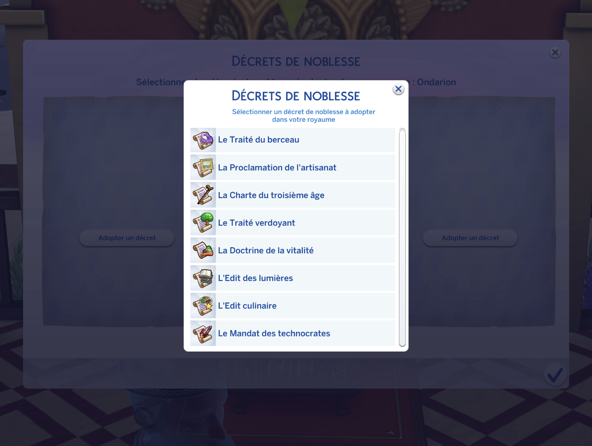 La carrière Noble des Sims 4 Héritage et Royauté