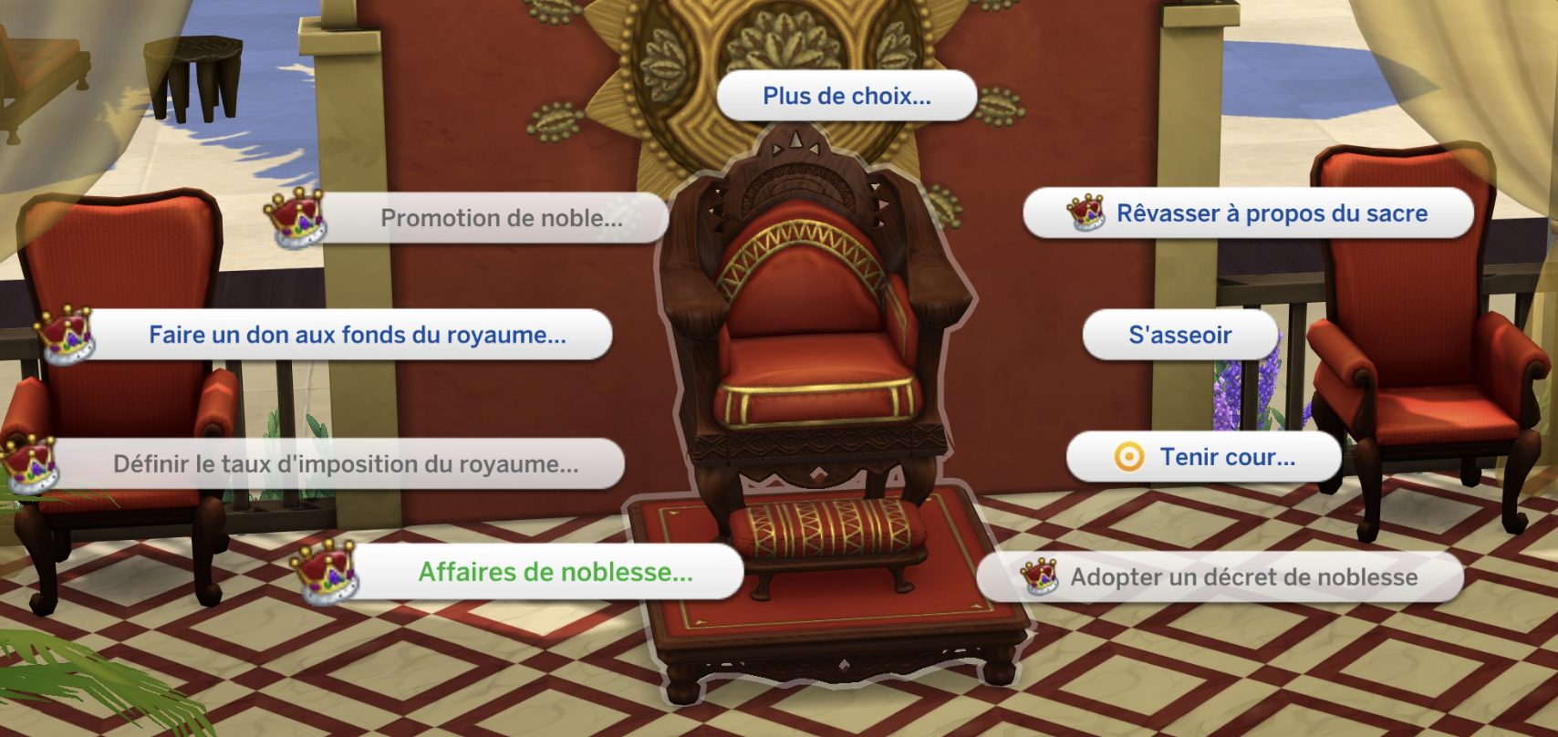 La carrière Noble des Sims 4 Héritage et Royauté