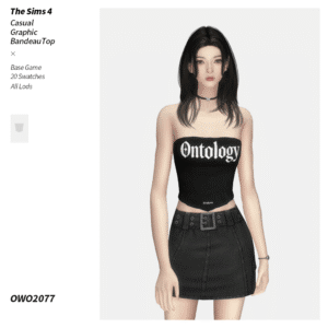 OWO2077 - Casual Graphic Bandeau Top