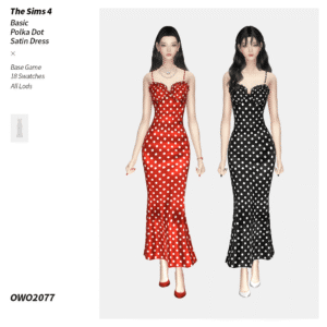 OWO2077 - Robe en satin à pois basique