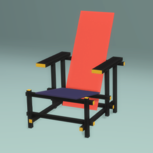 Chaise rouge et bleue