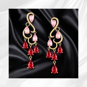 Pink and Ruby Dangle Earrings