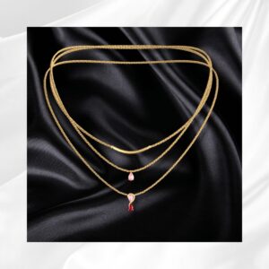 Collier à couches rose et rubis
