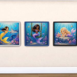 Illustrations de sirènes pour Sims 4, univers marin coloré