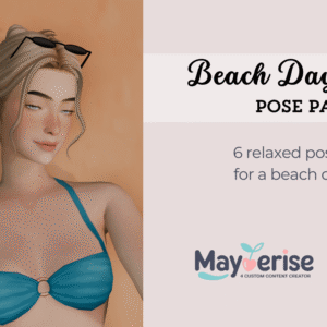 Pack de poses détente plage pour Sims 4, 6 poses inclus
