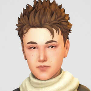 Personnage masculin de *Les Sims 4* avec coupe spiky et écharpe