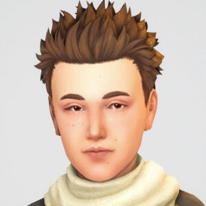 Avatar masculin de *Les Sims 4* avec coupe spiky et écharpe