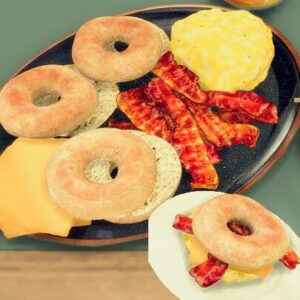 Assiette de bagels et bacon pour le jeu *Les Sims 4*