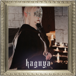 Personnage stylisé Kaguya dans une ambiance gothique, jeu *Les Sims 4*
