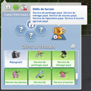Sims 4 : Défis de terrain et services payés disponibles