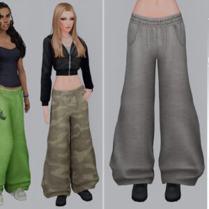 Pantalons larges style Sims 4 avec 45 coloris disponibles