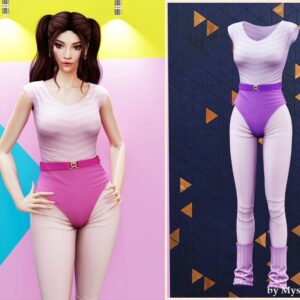 Personnage Sims 4 portant combinaison blanche et sous-vêtements colorés