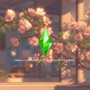 Logo des Sims 4 avec configuration de caméra en français.