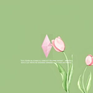 Tulipes roses et serrure dans le style de The Sims 4