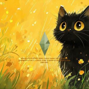 Chat noir dans un champ ensoleillé, jeu Les Sims 4
