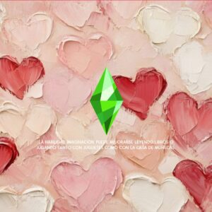 Cœur et imagination dans le jeu *Les Sims 4* avec logo vert.