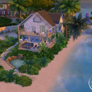 Maison de plage style chalet dans *Les Sims 4*, 3 chambres, 2 salles de bain