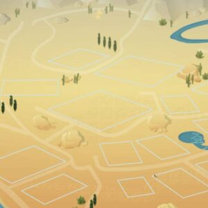 Carte de jeu dans *Les Sims 4* : désert avec parcelles constructibles