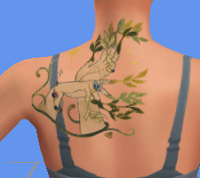 Tatouage végétal stylisé dans *Les Sims 4*