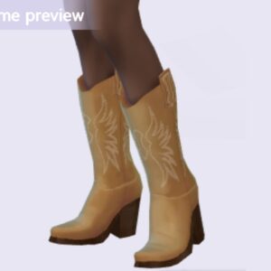 Bottes western à talons pour Sims 4, style jaune pâle